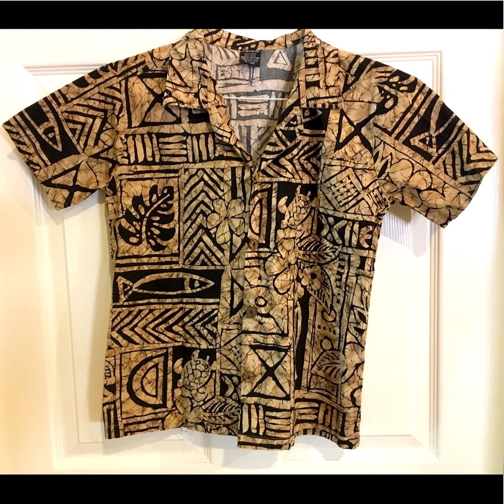 HAWAIIAN SHIRT Favant boys size 10 turtles fish hibiscus kids